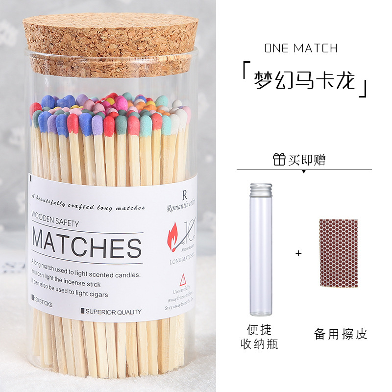 Velas de aromaterapia, fósforos de mango largo especiales, botellas de fósforos de colores al por mayor, materiales de fuego antiguos, versión extendida de alto valor