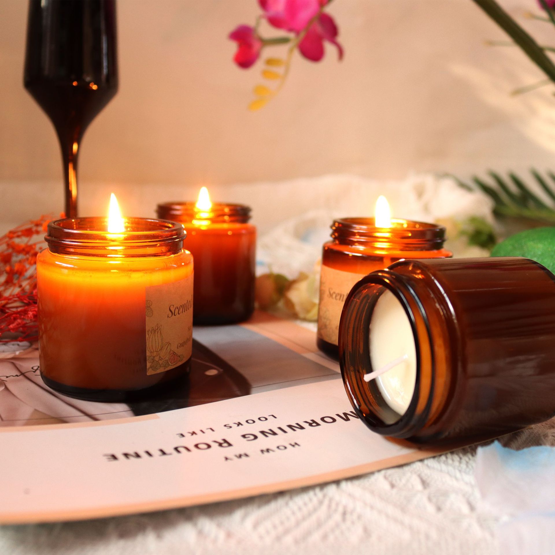 Kraft paper retro brown glass jar cup scented candle indoor home furnishings scented essential oil candle