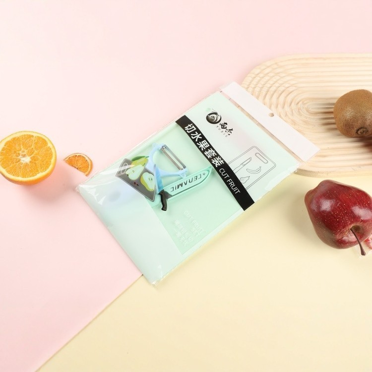 43 tablero de corte de frutas - 1 cuchillo de frutas de tres piezas conjunto de gadgets de cocina cuchillo de frutas multifuncional conjunto de planador de melón