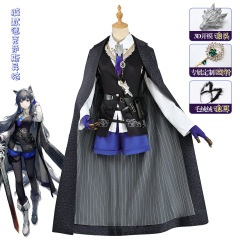 Cosplay outfit of Ming Ri Fang Zhou's Silent Texas, cosplaying the unique character De Dog, in a 2D anime style with symbols.