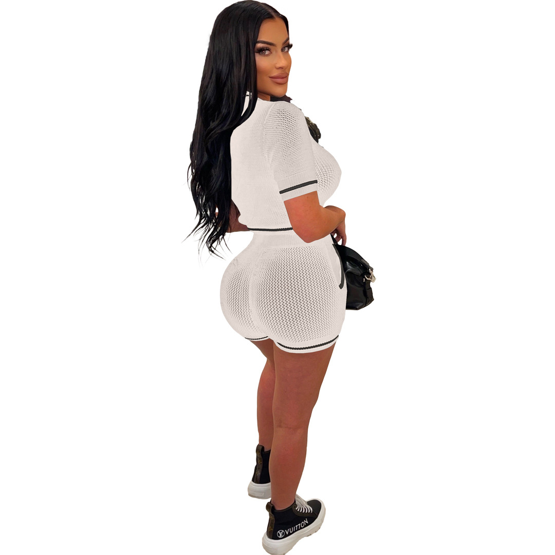 420g Weight Short Sleeve Sleeve Length Spandex, Polyester Fabric Type Pant Co-ord Set Sets Type 2 Pieces Set Quantity Daily Occasion V Neck Neckline Slim Fit Type Solid Color Pattern Summer Season Women's Gender Simple Style Style Daily Women's Simple Style Solid Color Spandex Polyester Pant Co-ord Set Shorts Sets 7