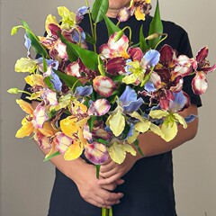 国境を越えた売れ筋の3頭の蘭の高品質造花ソース工場卸売造花結婚式ホームソフトデコレーション