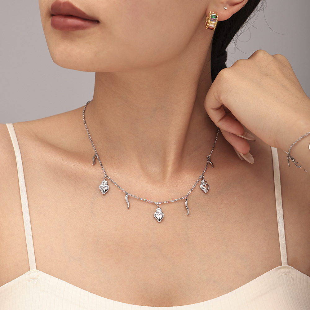 Square Sugar Jewelry Stainless Steel Multi Accessory DIY Necklace Bracelet Set Stainless Steel Does Not Fade_voghion.com