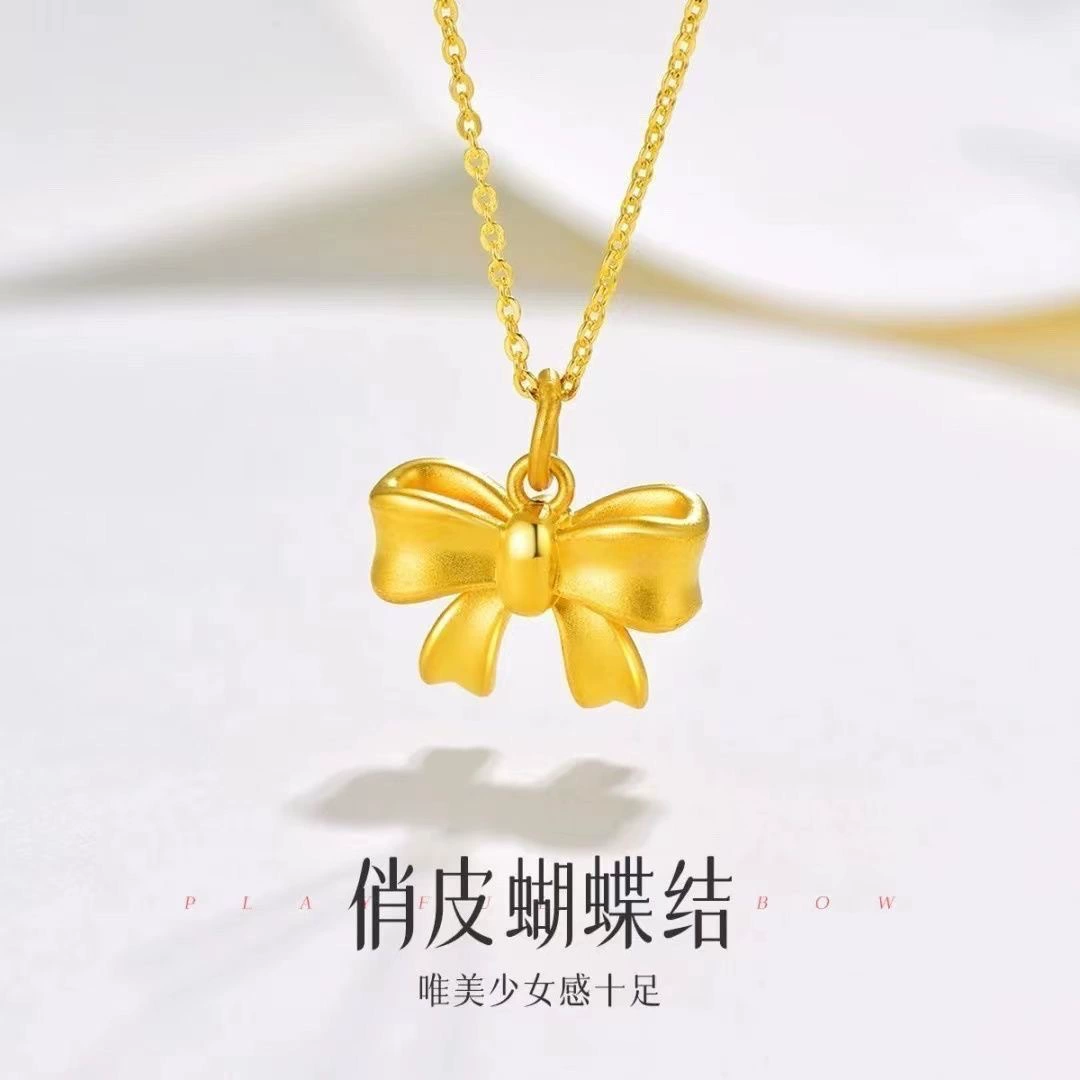 Побег Принцесса Лук Ожерелье Золотой Кулон Лук для Жены Подруга 520 День Святого Валентина