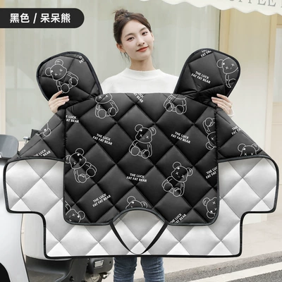 Motorcycle front windshield Summer Sun Protection, Autumn and Winter - black-slow-bear-universal-for-all-seasons-double-sided-waterproof