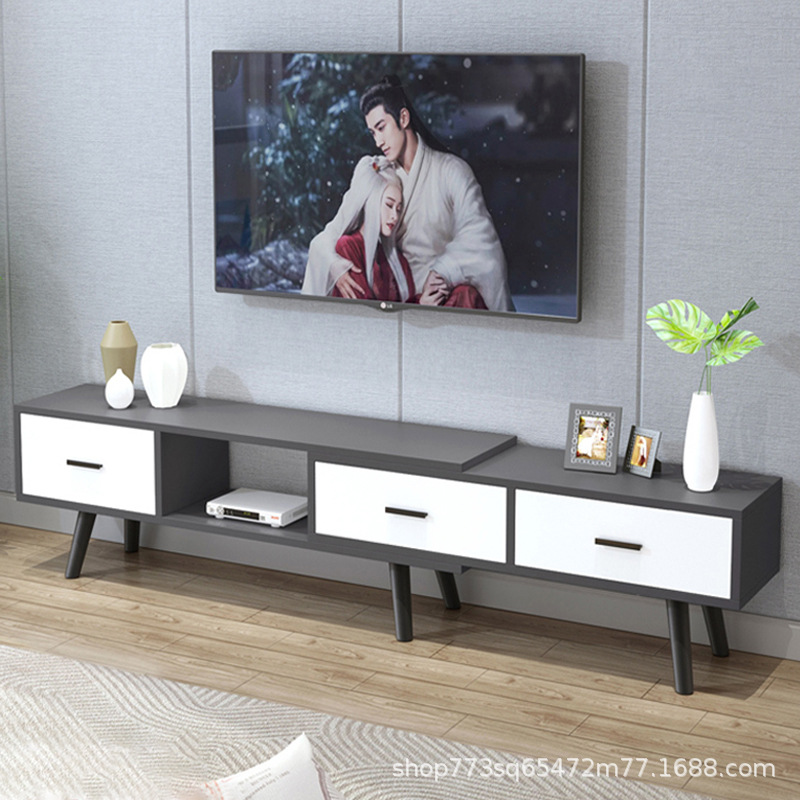 Tv Cabinet Scandinavian Panel Log Retractable Small Apartment Living Room Storage Cabinet Rental House Economical