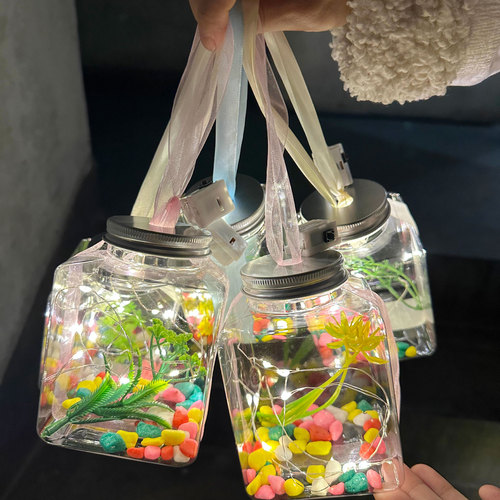 Internet celebrity luminous jar fish bottle night market stall bubble fish luminous small fish bottle small turtle bottle luminous plastic bottle turtle tank