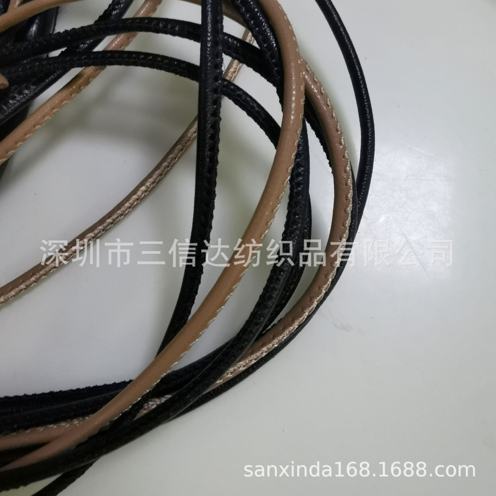 优惠对折车线皮条0.3cm黑色车缝pu皮绳缝制皮绳车线包心圆皮绳