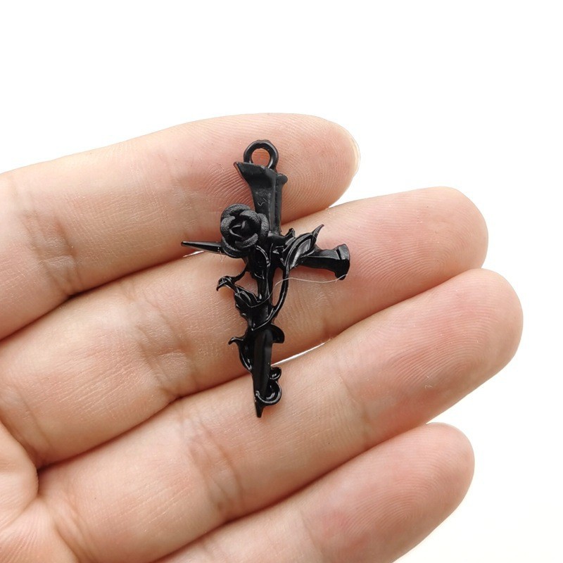 1 Piece Alloy Cross Rose Polished Pendant display picture 8