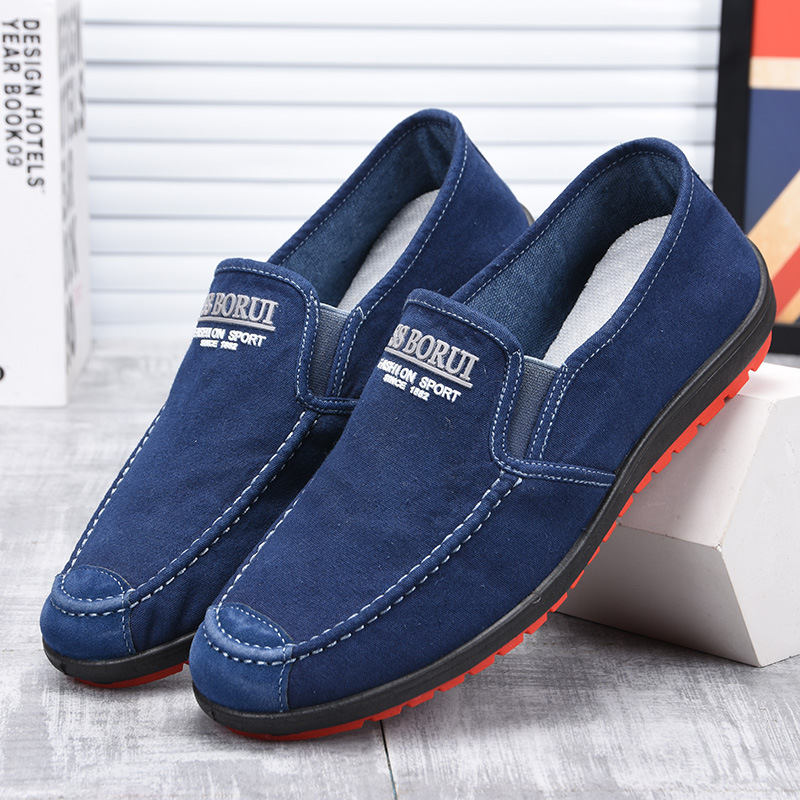 2022春秋新款男鞋子透氣老北京布鞋男休閒單鞋防滑軟底板鞋工作鞋