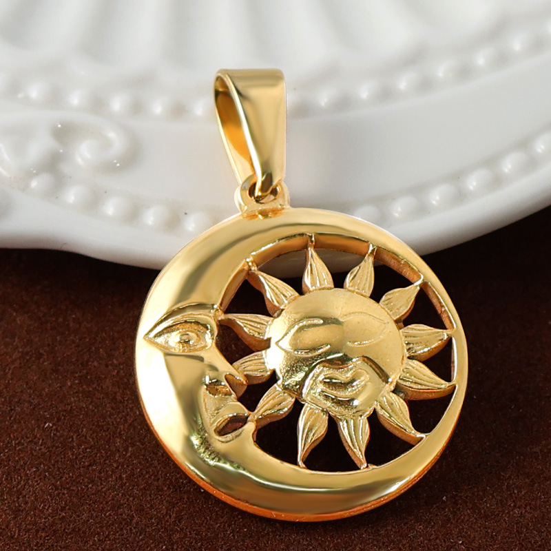 4g Weight Pendant Jewelry Making Type 14.1*11.2mm, 18.8*13mm Jewelry Making Size Real Gold Plated Plating Material DIY Jewelry Accessories Classification 1 Piece Quantity 304 Stainless Steel, 316 Stainless Steel Material Sun, Moon Pattern Retro, Simple Style Style Waterproof Non Tarnish Craft 1 Piece 14.1*11.2mm 18.8*13mm 304 Stainless Steel 316 Stainless Steel Real Gold Plated Sun Moon Pendant DIY Jewelry Accessories 12