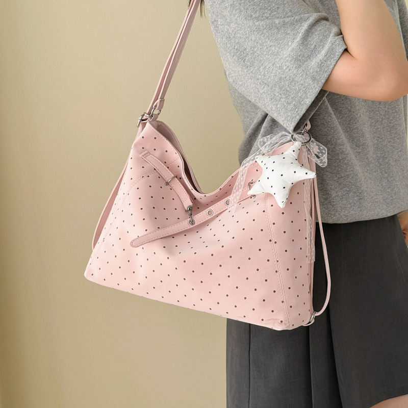 Polka Dot Drawstring Convertible Large Capacity Backpack 1
