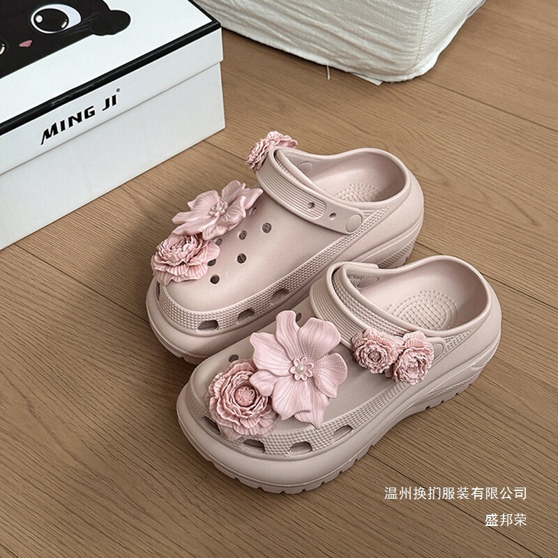 Factory Direct Sale of Fashionable and Versatile Casual Floral Clogs for Women, 2026 Summer New Design
