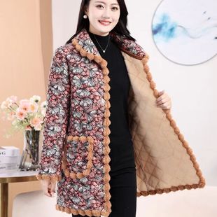 Mother Clothes fleece-lined Small Cotton Clothes Corduroy Cotton Clothes Warm Cold-proof Clothes Middle-aged and Elderly Women's Thin Cotton Clothes Autumn and Winter Clothes