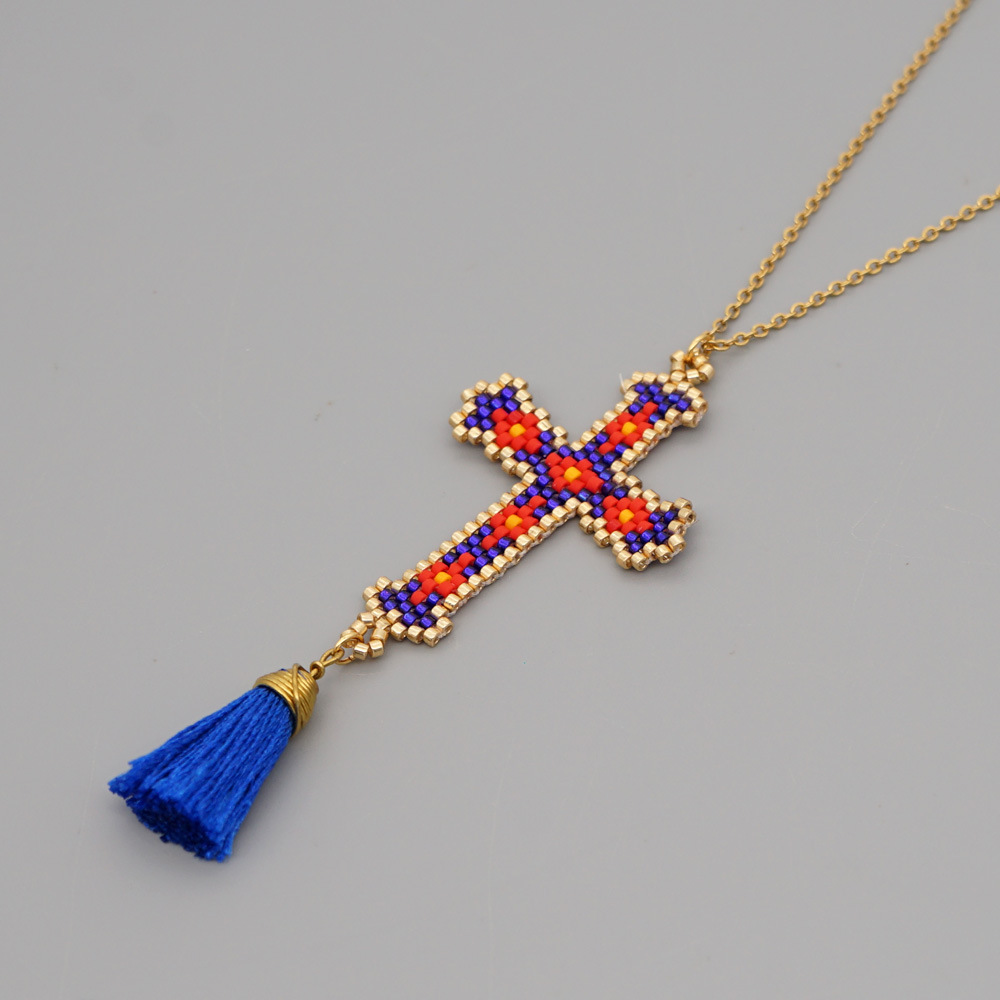 1 Piece Fashion Cross glass Plating Rhinestones Womenu0027S Pendant Necklace