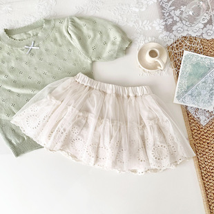 Summer Cutemily Girl Baby Cotton Embroidered Lace Triangle Shorts Women's Baby Cute Lotus Leaf Mesh Ass Skirt
