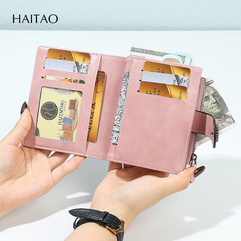 Bolso de mano de cuero graso para mujer Bolso de moneda con cremallera corta retro Bolso de tarjeta de monedero multifuncional hueco 2025 estilo caliente