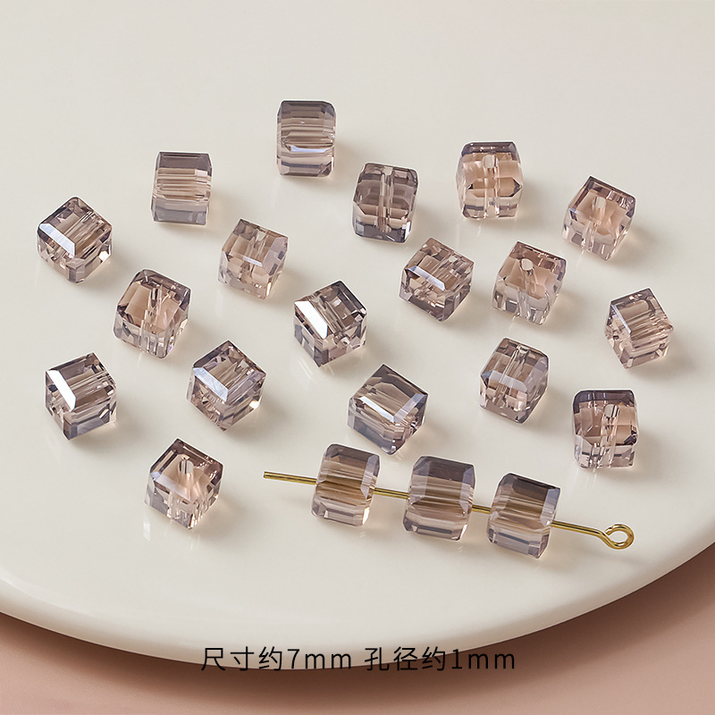 7mm自慢の極光方糖散珠瑠璃水晶方形珠自作頭飾り部品diyブレスレット材料ビーズ|undefined