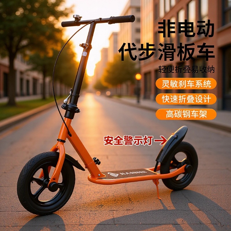 Student Scooter 6-18 Years Old, Foldableable with Warning Light, Youth School Urban Mobility Bicycle