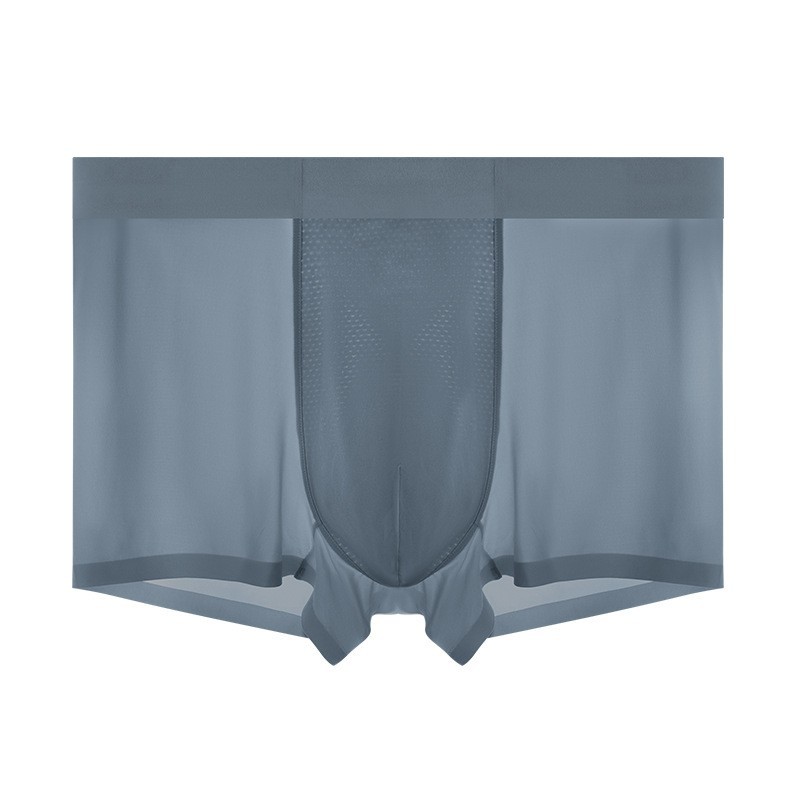 Pantalones de desnudez de seda de hielo para hombres, pantalones de verano delgados 7A, entrepierna antibacteriana ligera y transpirable, secado rápido, quad sin marcas.