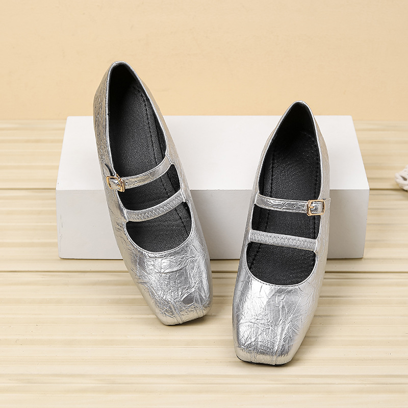 Cross-Border Amazon 2026 Spring and Autumn New Style Chanel-Inspired Square-Toe Retro Mary Jane Flat Ballet Shoes for Women