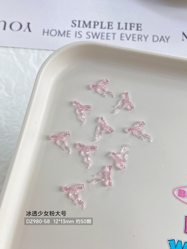 ソフト彫刻弓ネイルアートアクセサリー混合透明カラーゼリーストリーブ弓 DIY 樹脂ダイヤモンドネイルアートアクセサリー|undefined