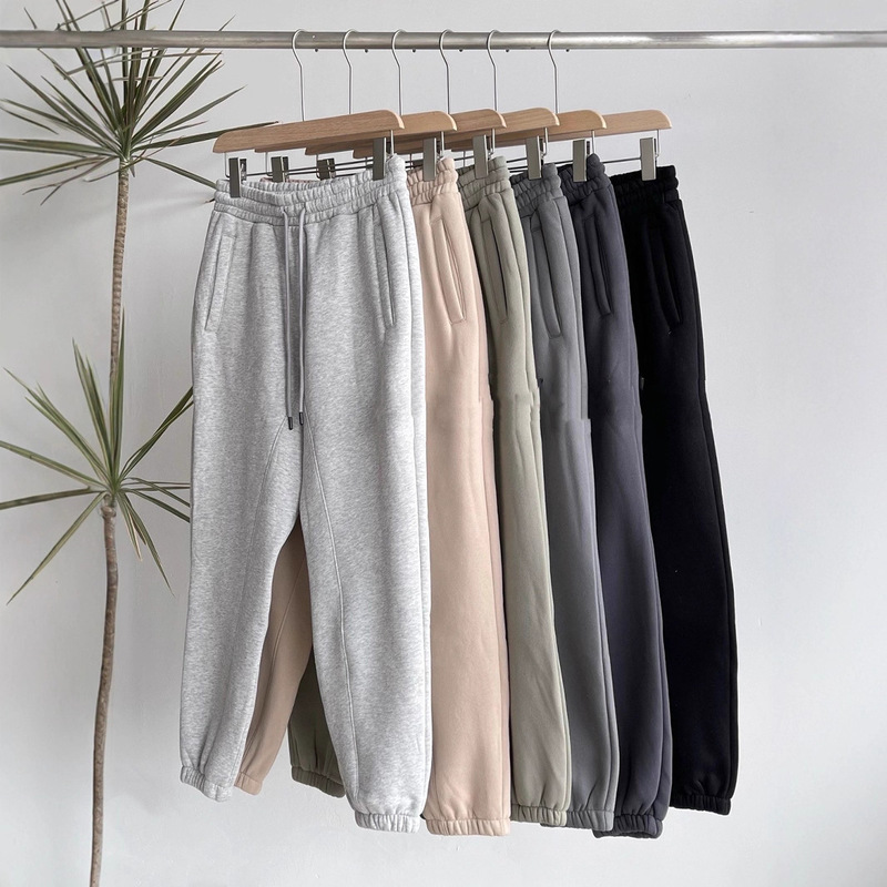 Cross-Border Men's Velvet Sweatpants with Functional Armband Patches and Cuffed Badge Details