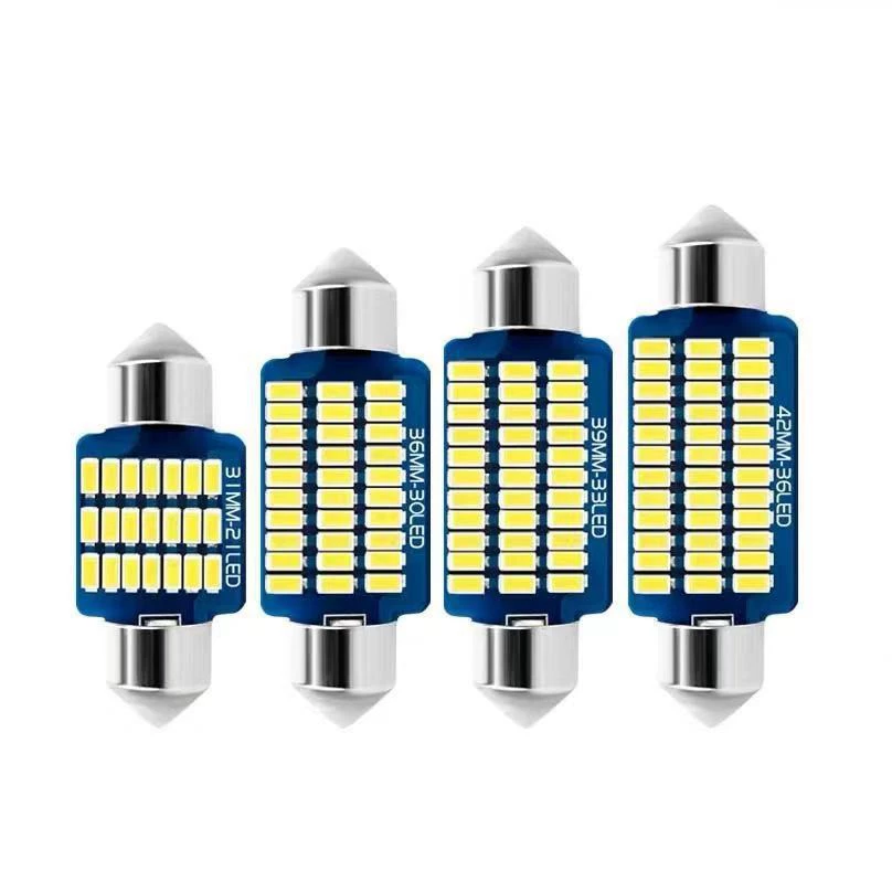 Автомобильный светодиодный фонарь для чтения на крыше, двойной наконечник 3014, 31 мм, 36 мм, 39 мм, 41 мм, внутренний светильник, освещение номерного знака