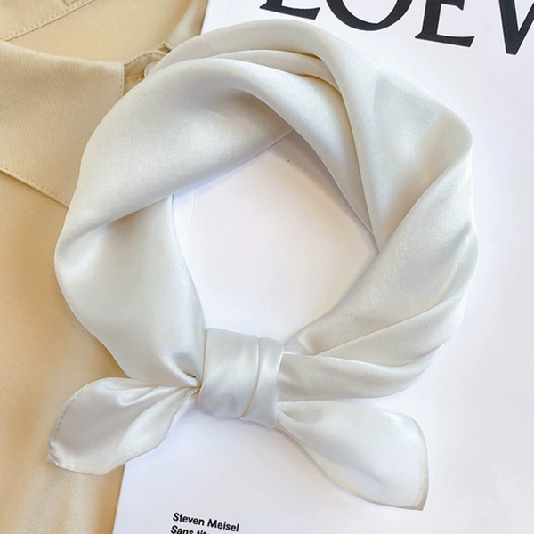 Pure white satin simulation silk square scarf (70*70)