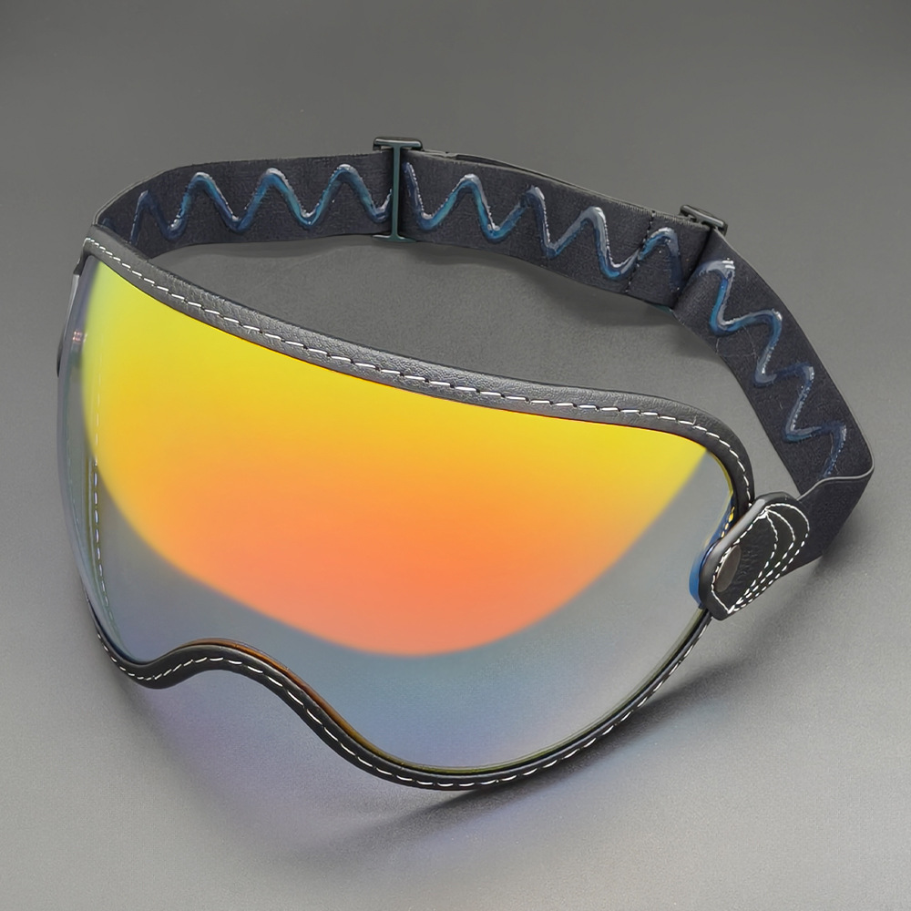 Retro Bubble Mirror Universal Helmet Lens Strap-On Off-Road Goggles Sun Protection Mirror Silicone Non-Slip Easy to Remove