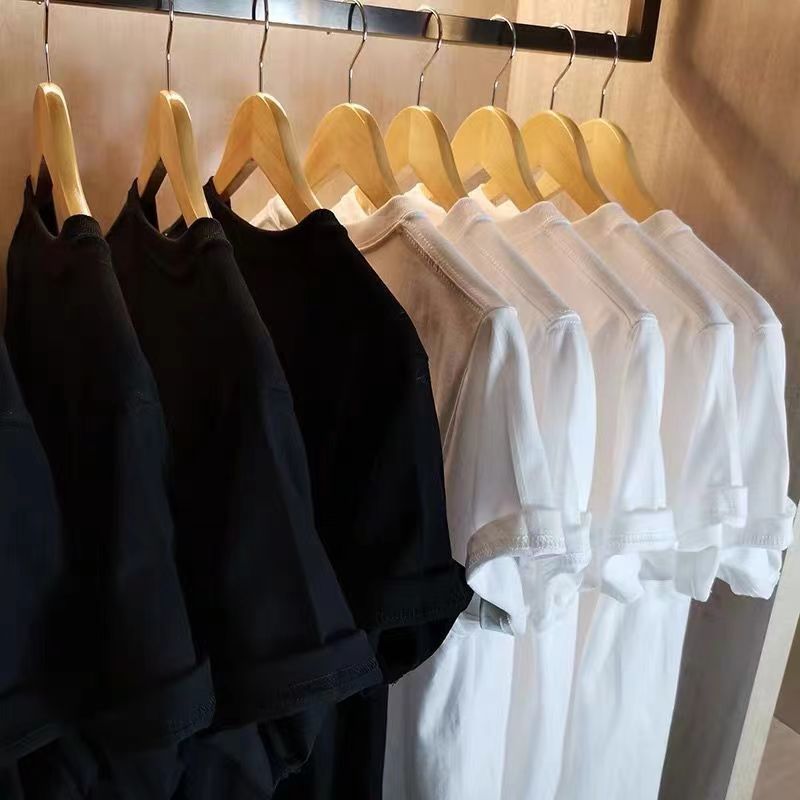 220g純綿重ポンドtシャツ日系男女半袖純色白丸首空白シャツ男性ins潮牌卸売り