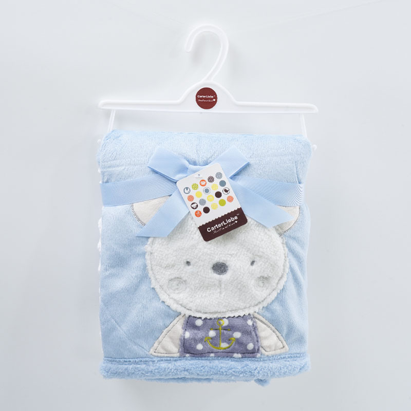 Manta de bebé de dibujos animados transfronteriza, manta de oso de peluche para otoño e invierno, manta cálida de gran tamaño con bordado de patchwork.