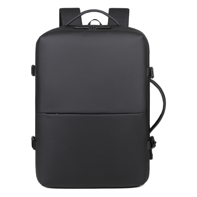 New Multifunctional Backpack for Men, Simple Large-Capacity Backpack with Leather Film, Expandable Business Commuter Computer Bag