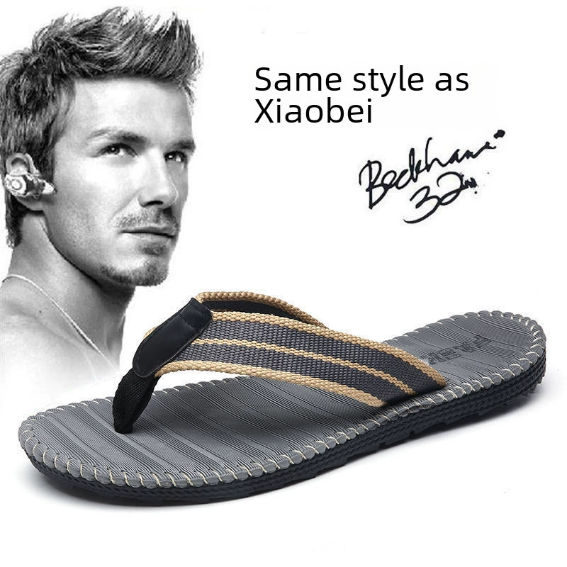 Slippers, men's non-slip flip flops, trend beach footwear, slide, Korean style