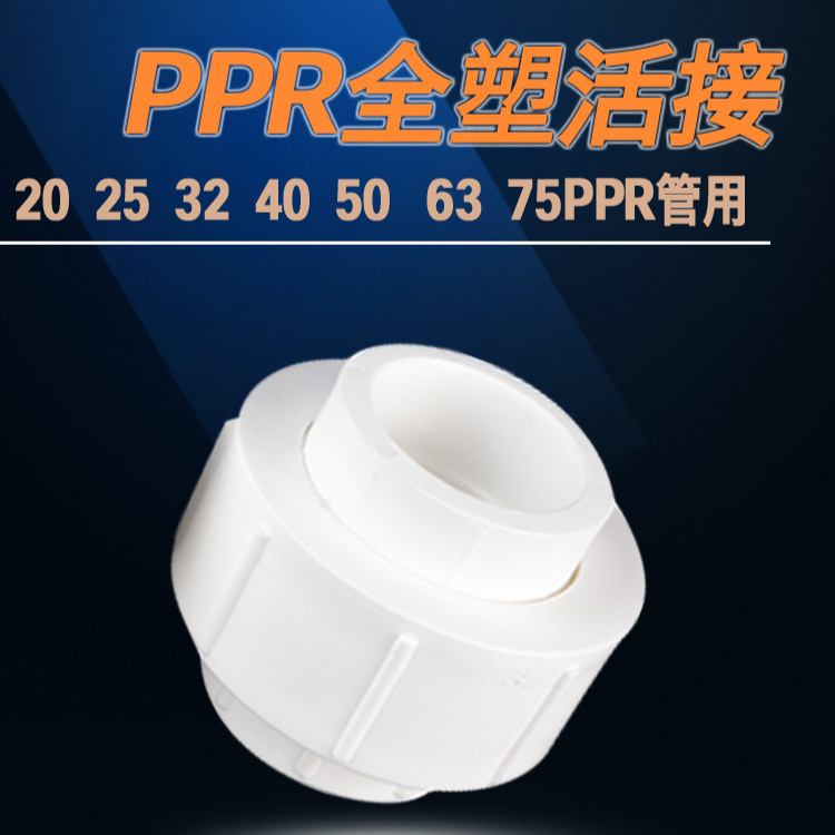 20双头PPR热熔活接全塑接头家用工程水管道配件25/32/40/50/63/75