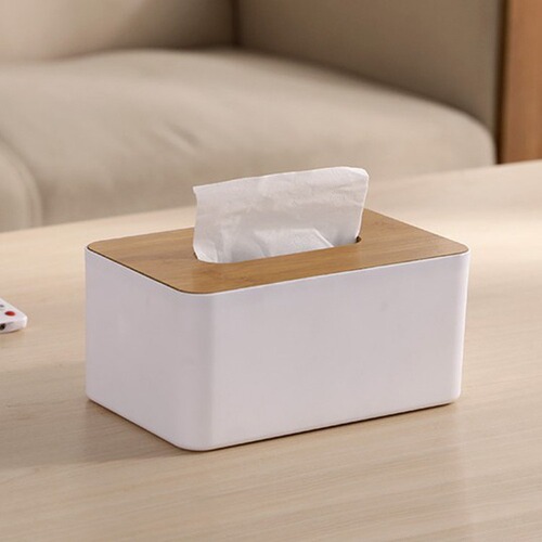 Plastic tissue box printing and customized logo tissue box gift advertising tissue storage box wooden lid napkin box