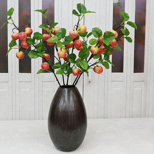 Pink 8 Fruit Small Apple Artificial Flower Home Living Room Dining Table Dried Flowers Flower Ornaments for Flower-arranging Decorative Ornaments Shooting Floriculture Props