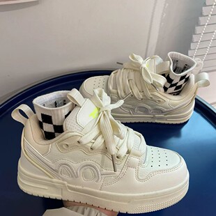 Xiaozhong Original Retro Korean Lovers Thick Slab Shoes for 2025 Spring National Tide Student Party White Shoes for Men