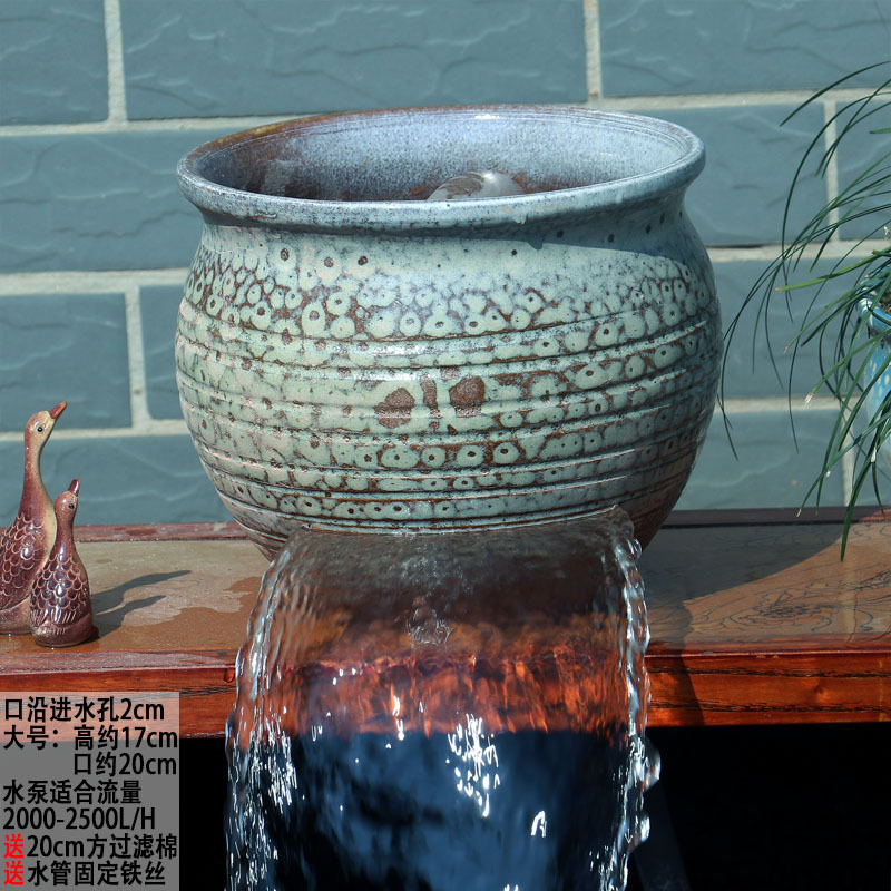 养鱼过滤切割流水罐循环增氧净水陶瓷流水缸古法养鱼小号流水中式|undefined