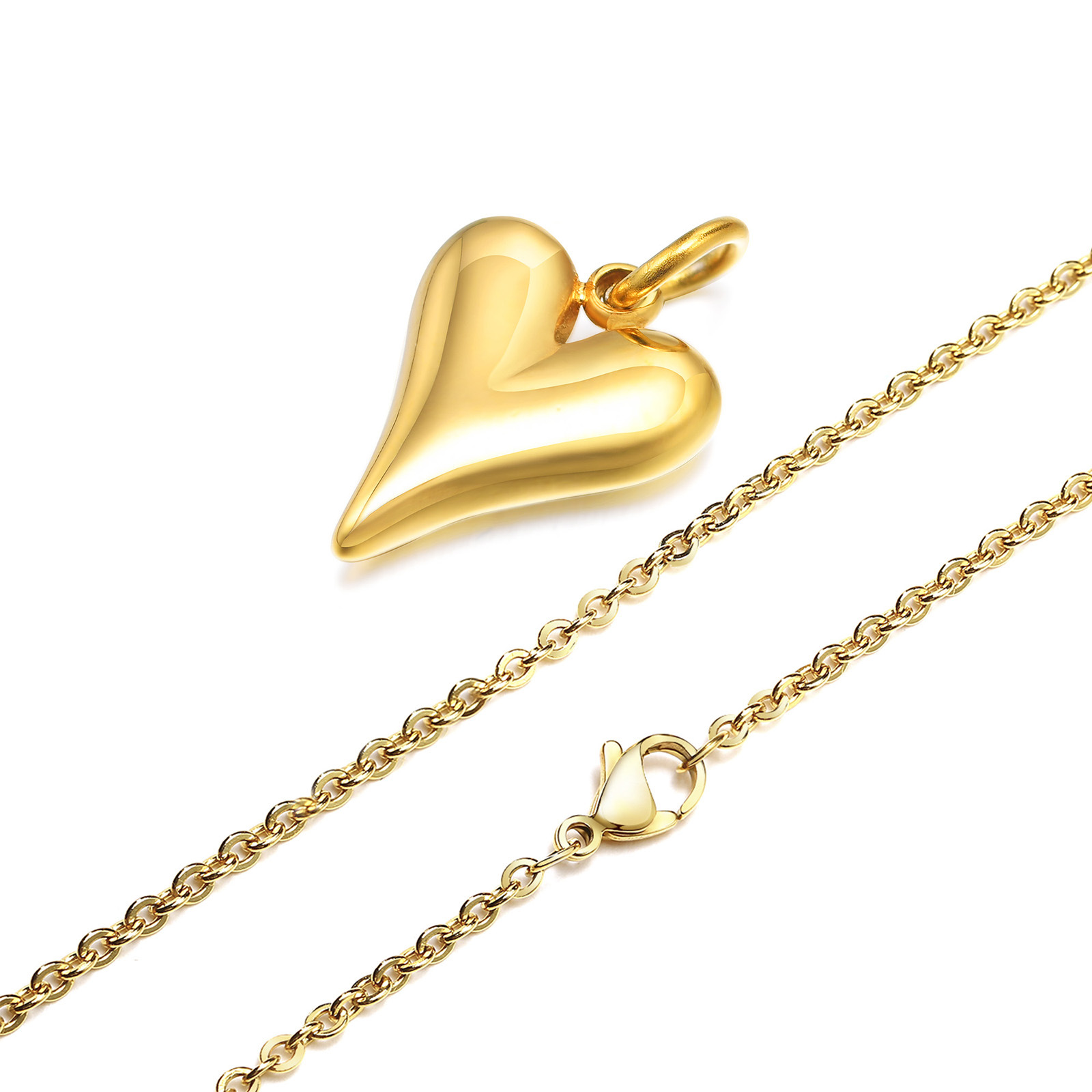 Simple Style Heart Shape Stainless Steel Titanium Steel Plating Pendant Necklace 1 Piece