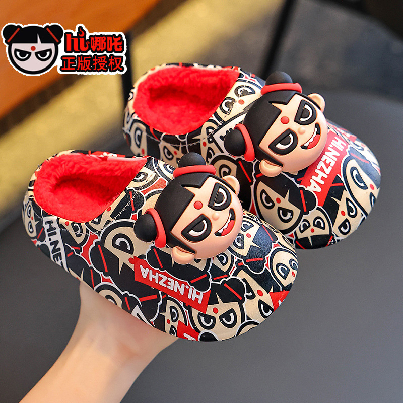 Zapatillas de algodón auténticas de invierno para niños, niños y niñas, zapatos de algodón cálidos y impermeables para niños y niños.