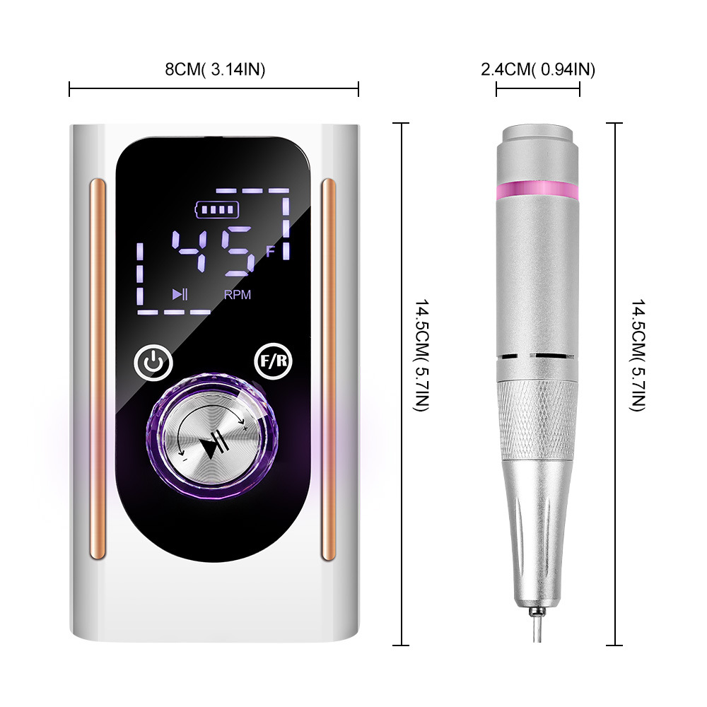 Nuevo transfronterizo 45000 rpm amolador de uñas recargable profesional de descarga de uñas almacenamiento de energía de descarga de uñas pulido spot