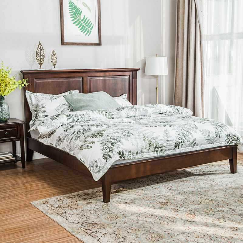 7YN全实木床美式床1.8米双人床婚床1.5m经济款大床樱桃木熙和家具