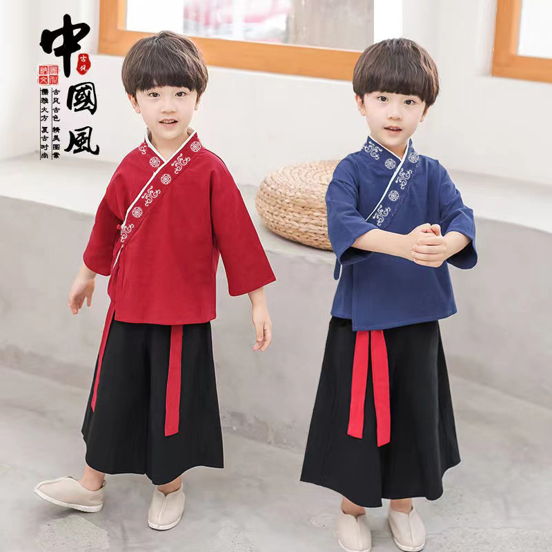 Hanfu para niños y niñas traje antiguo traje de algodón chino ceremonia de apertura estudiantes de la escuela primaria para niños traje de rendimiento de estilo chino image 1