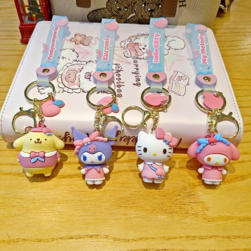 新作かわいい萌え桃三麗鴎のキーホルダーのアイデアカップルのバッグに飾られた子供機のプレゼント卸売り|undefined