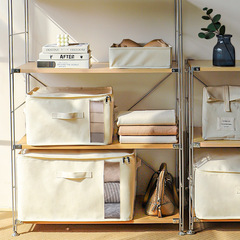 Canvas Cotton Quilt Storage Bag, Home Use, Large-Capacity Clothing Organizer, Waterproof & Moisture-Proof Fabric Storage Basket for Moving and Packing