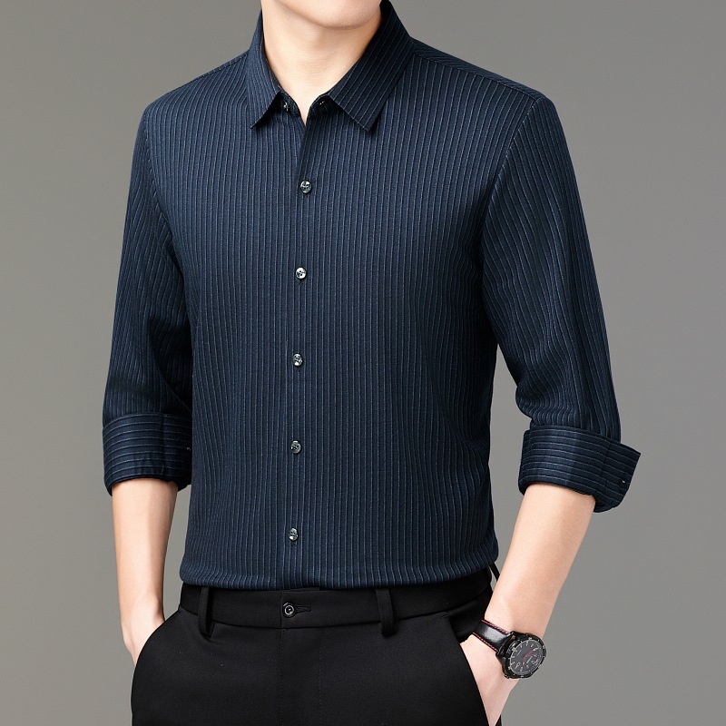 专柜高档男士羊绒衬衫2025年秋冬新款高级感长袖垂感休闲男装衬衣