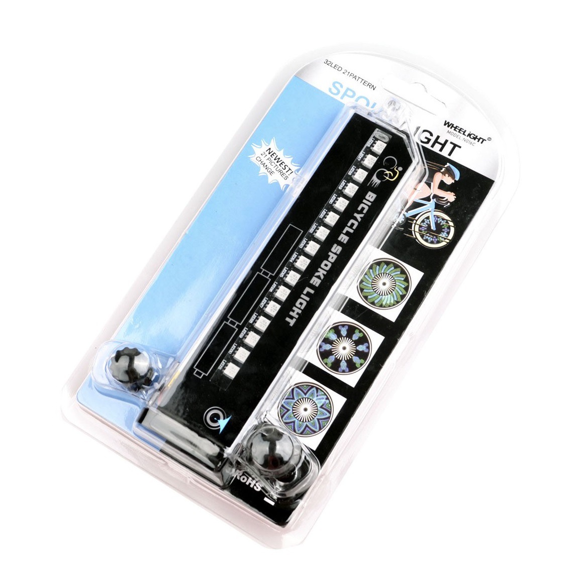 Colorido nuevo USB de carga a todo color 32 luz 21 imagen palabra bicicleta habló luz N16CR cambio de imagen Hot Wheel