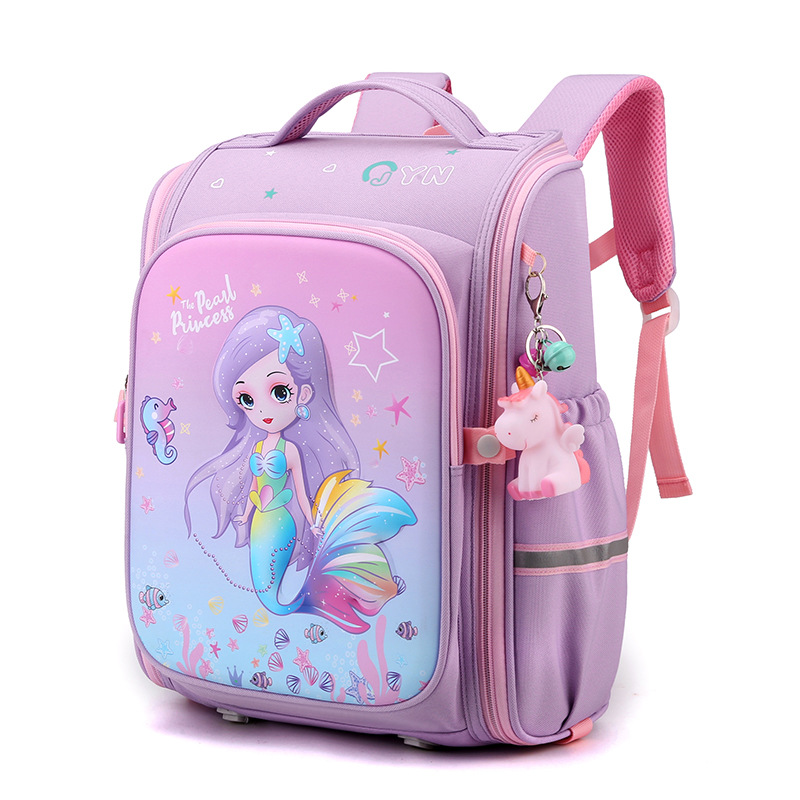 Natural Fish nueva escuela primaria estudiante mochila 2-5 grado chica moda dibujos animados descompresión protección de la columna vertebral entrega transfronteriza