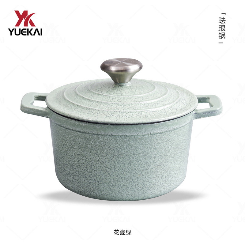 月凱エナメル鋳鉄鍋中国式蒸煮煮込み家庭用無粘スープ鍋卸売りcast iron pot|undefined